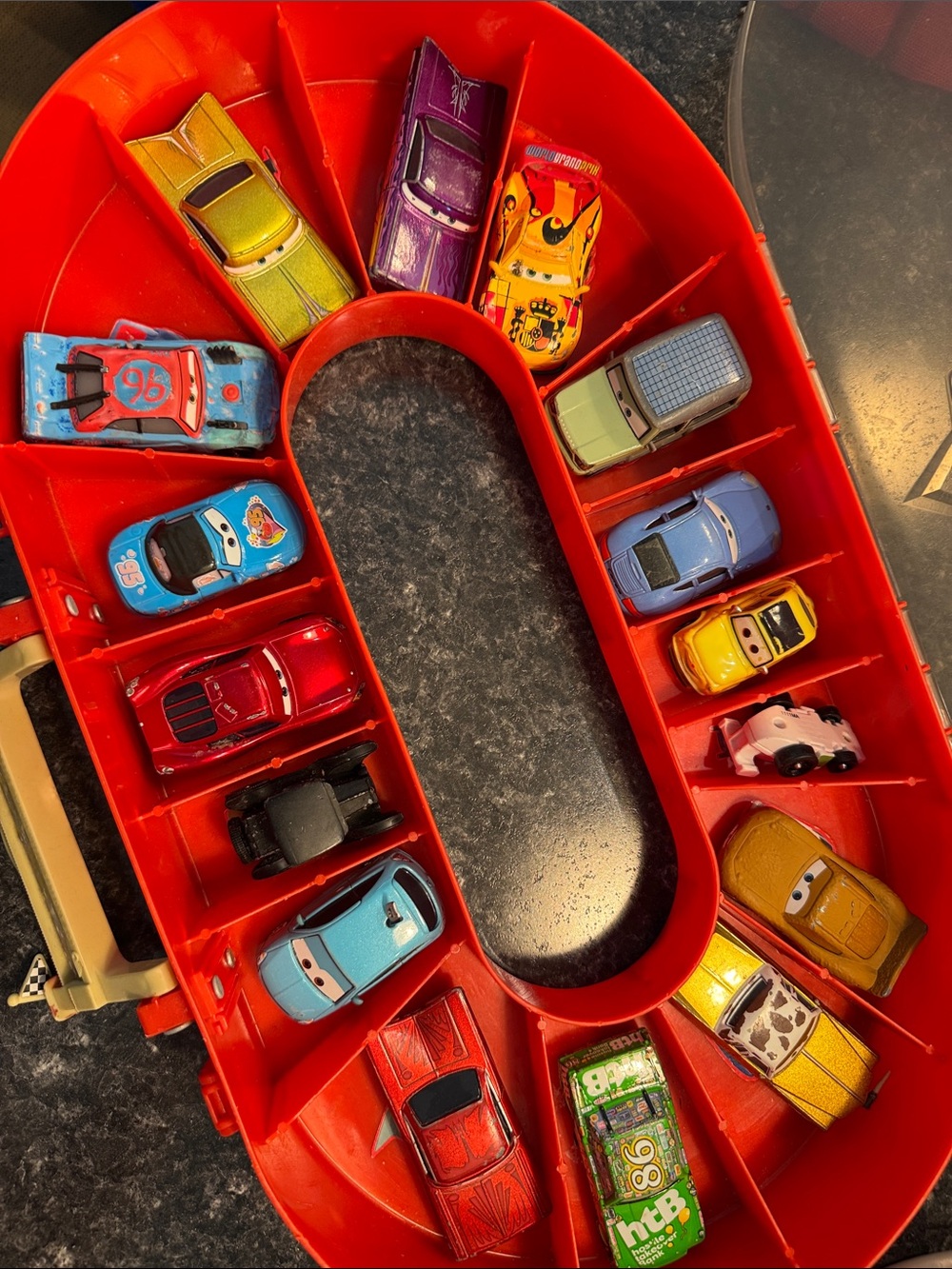 Disney Cars Die-Cast Car Set with Red Organizer - 16 Assorted Colors